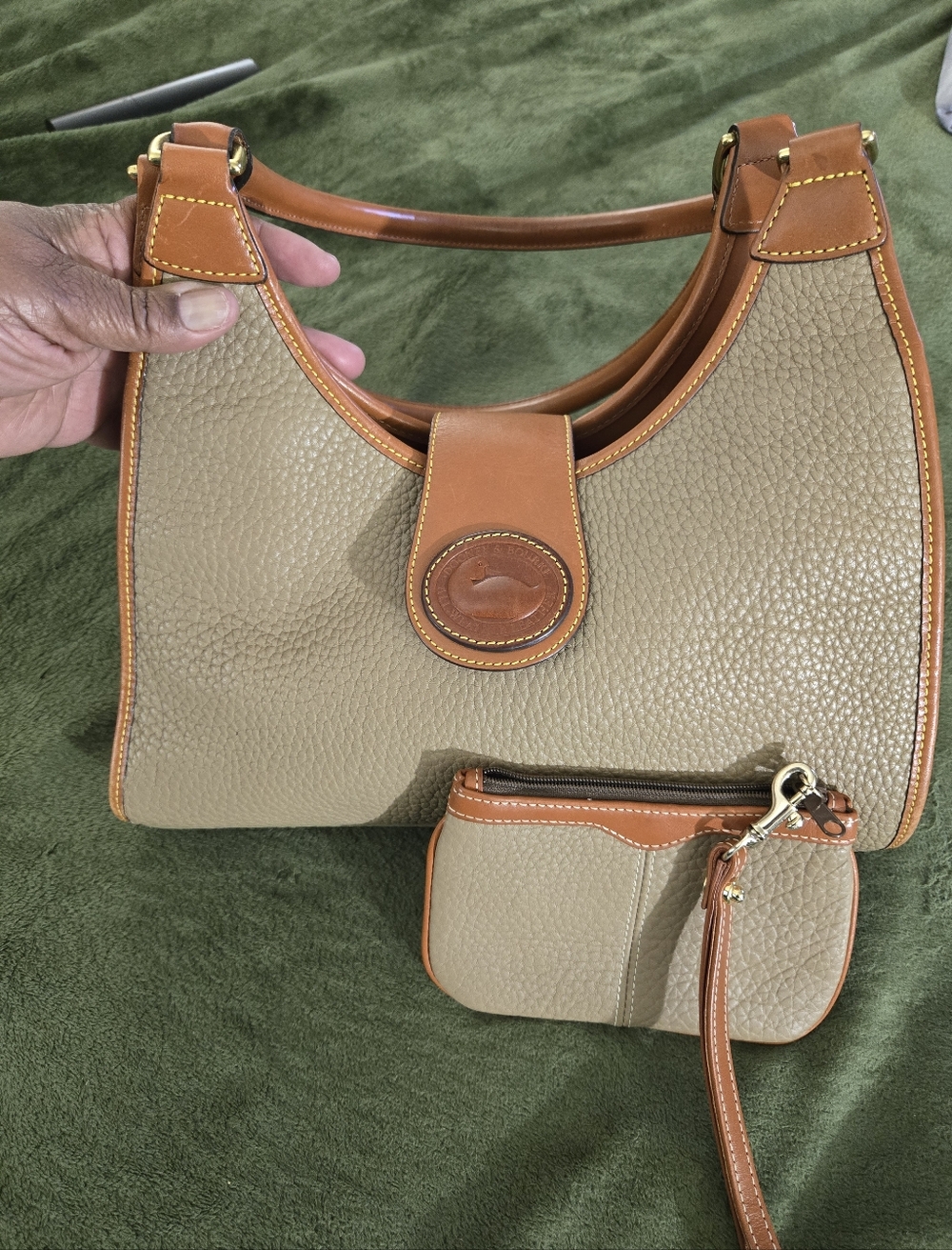 Dooney & Bourke Vintage AWL Shoulder Bag & Wristlet Taupe/British Tan